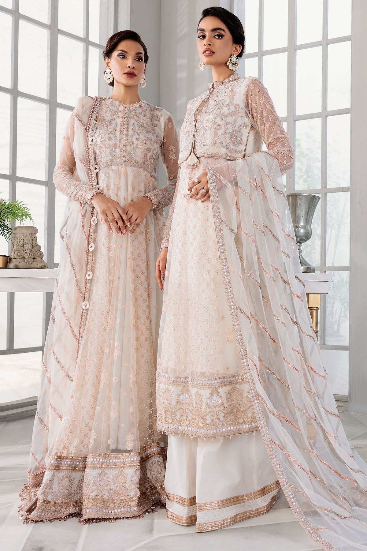 3393-FREESIA EMBROIDERED SILK NET UNSTITCHED