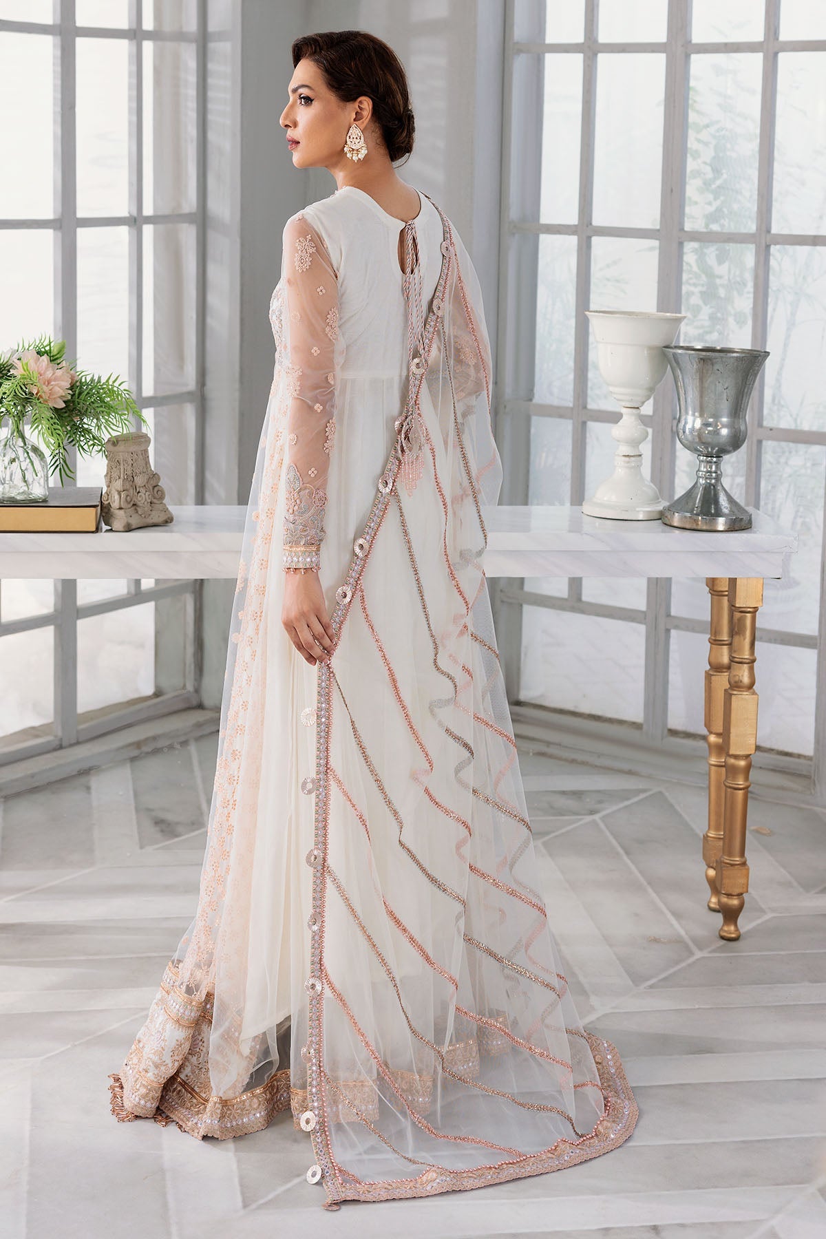 3393-FREESIA EMBROIDERED SILK NET UNSTITCHED