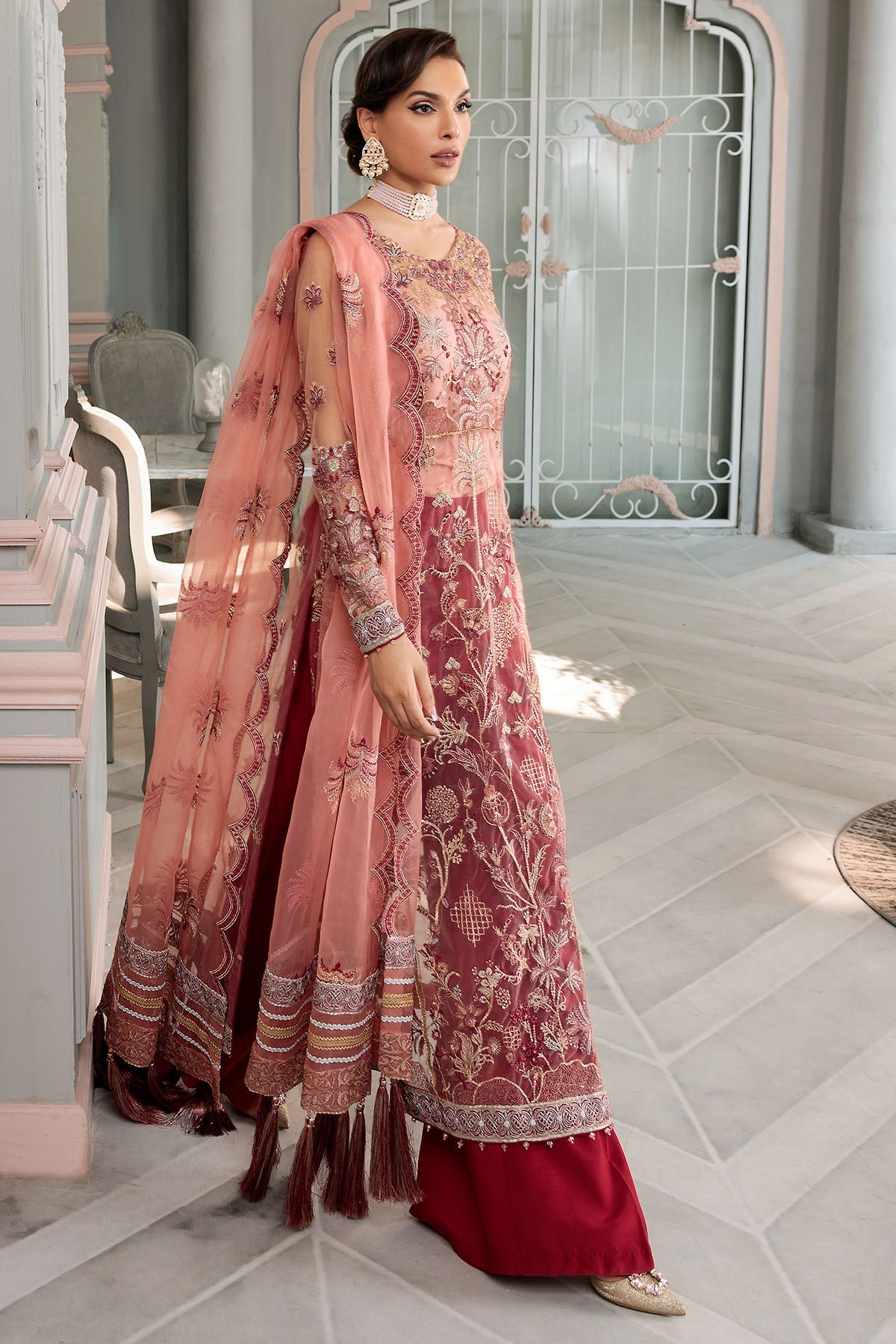 3394-JODHPUR EMBROIDERED SILK NET UNSTITCHED