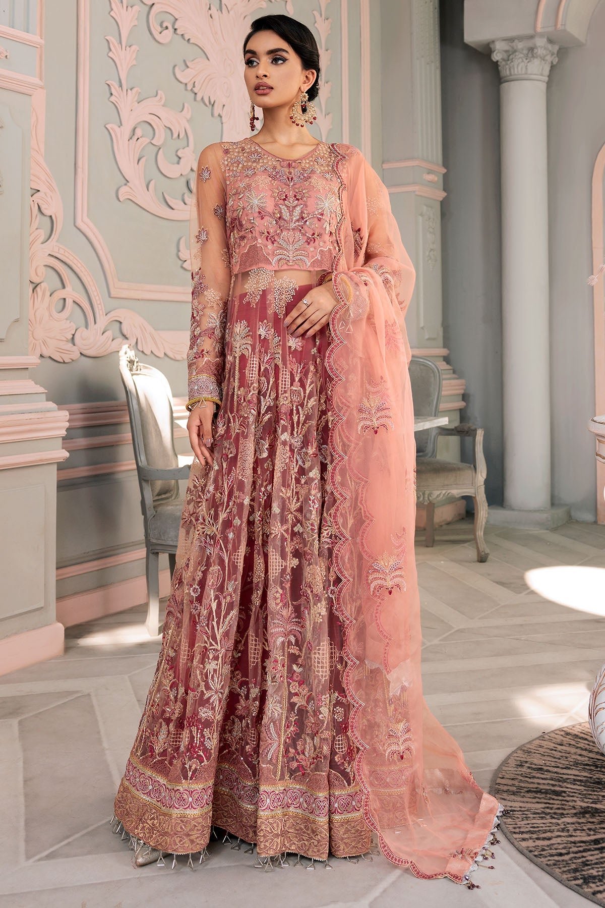 3394-JODHPUR EMBROIDERED SILK NET UNSTITCHED