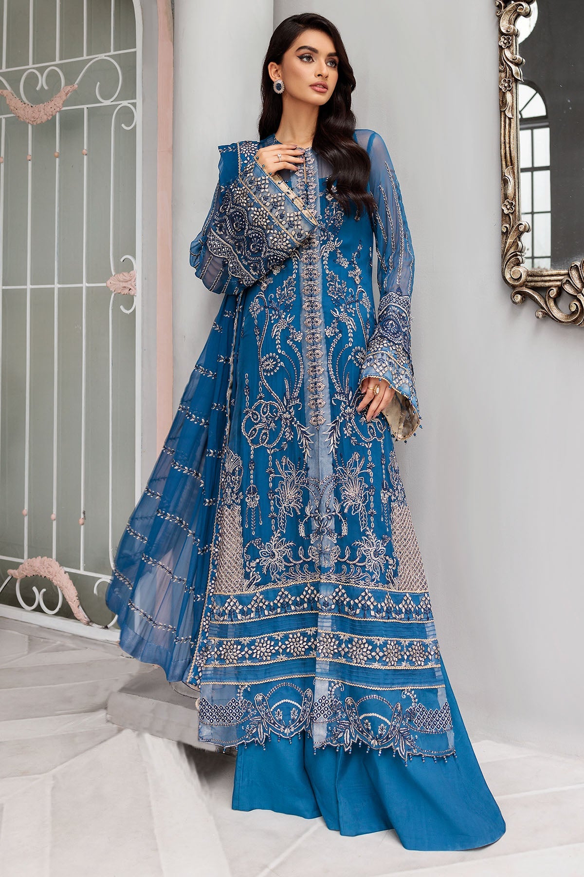 3395-AMARANTHE EMBROIDERED BEMBERG CHIFFON STITCHED