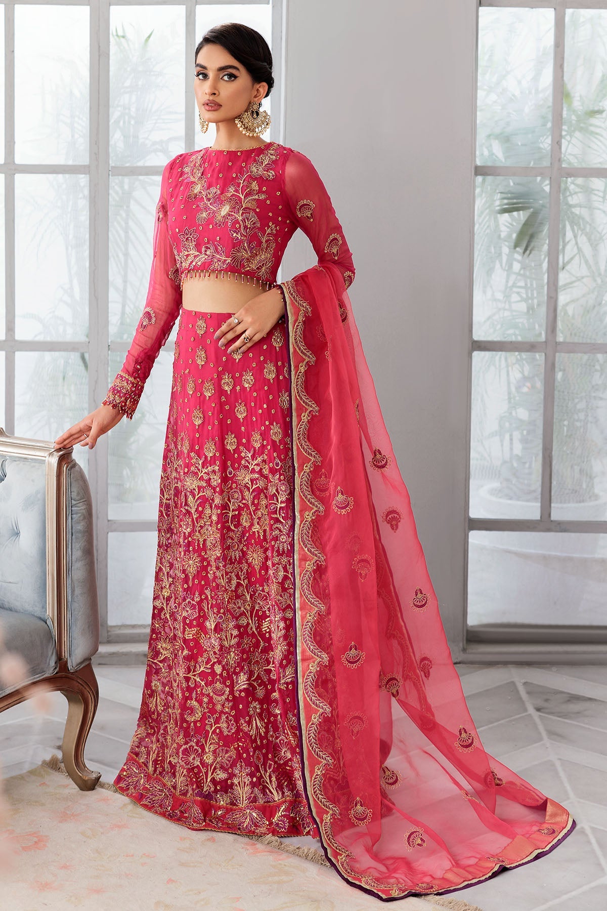 3397-FLORAISON EMBROIDERED BEMBERG CHIFFON UNSTITCHED