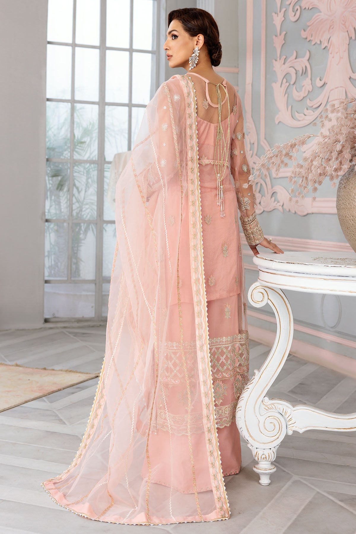 3399-IRIS EMBROIDERED SILK NET UNSTITCHED