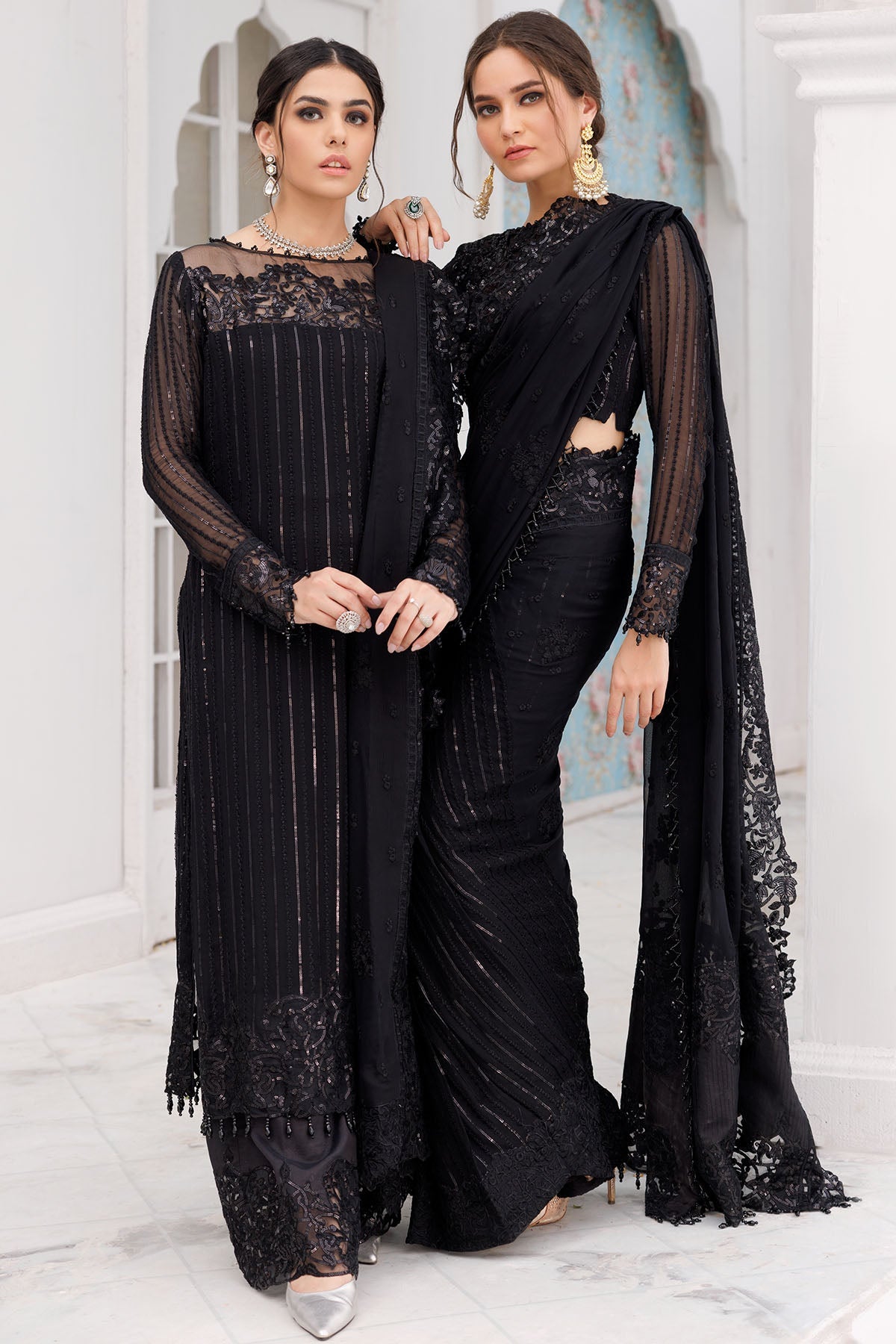 3463-OPAL EMBROIDERED BEMBERG CHIFFON UNSTITCHED