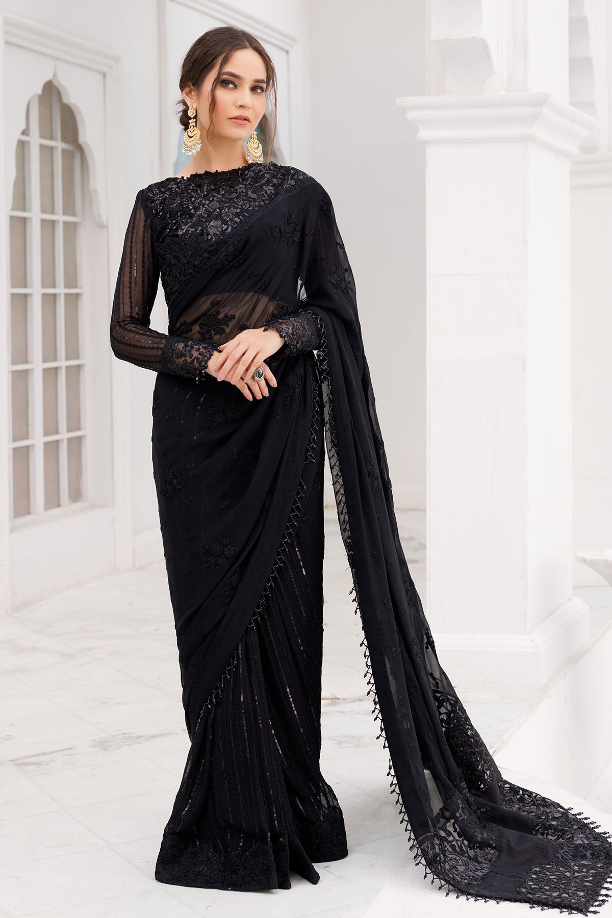 3463-OPAL EMBROIDERED BEMBERG CHIFFON UNSTITCHED