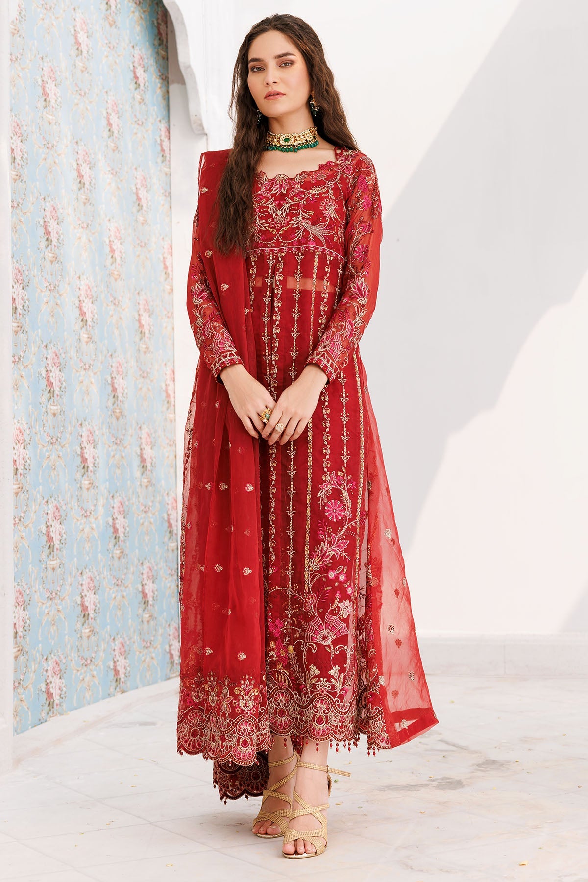 3466-SPIREA EMBROIDERED ORGANZA UNSTITCHED