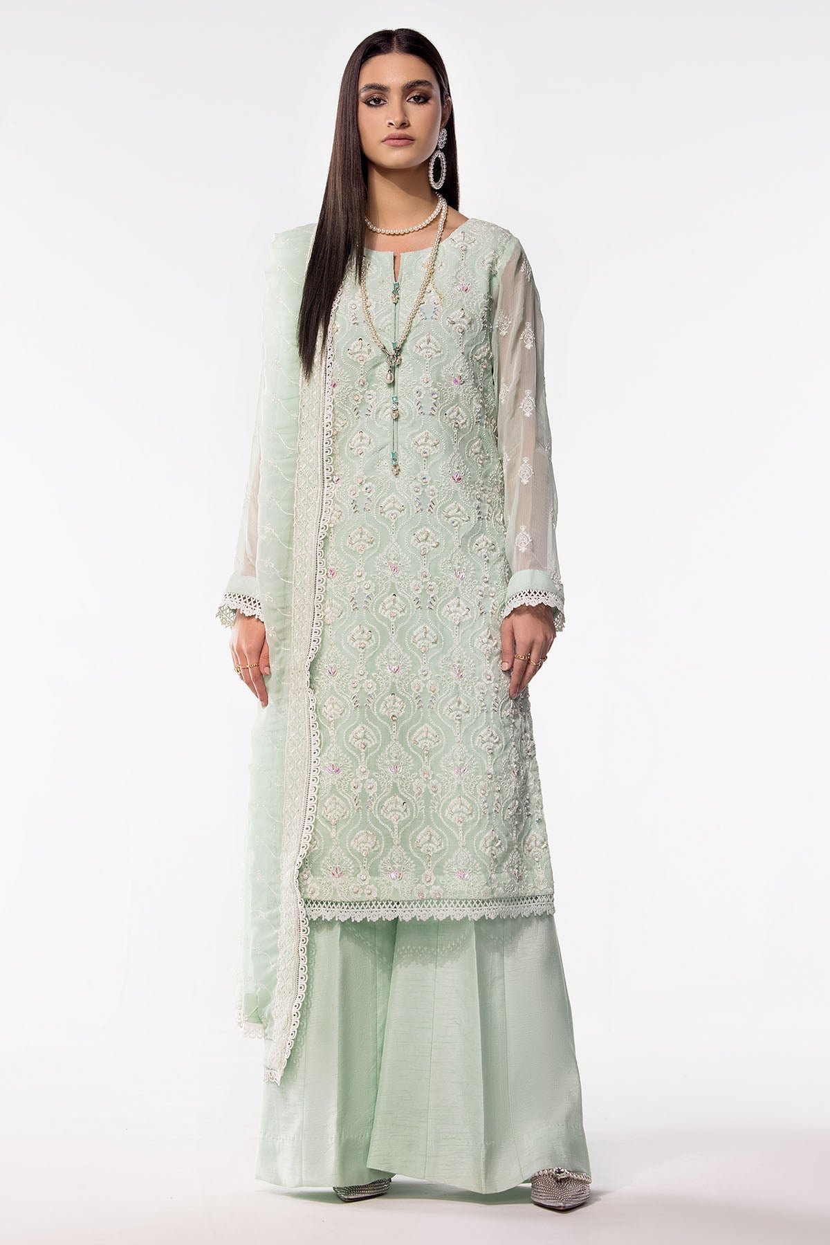 3471-BLUSH EMBROIDERED BEMBERG CHIFFON UNSTITCHED