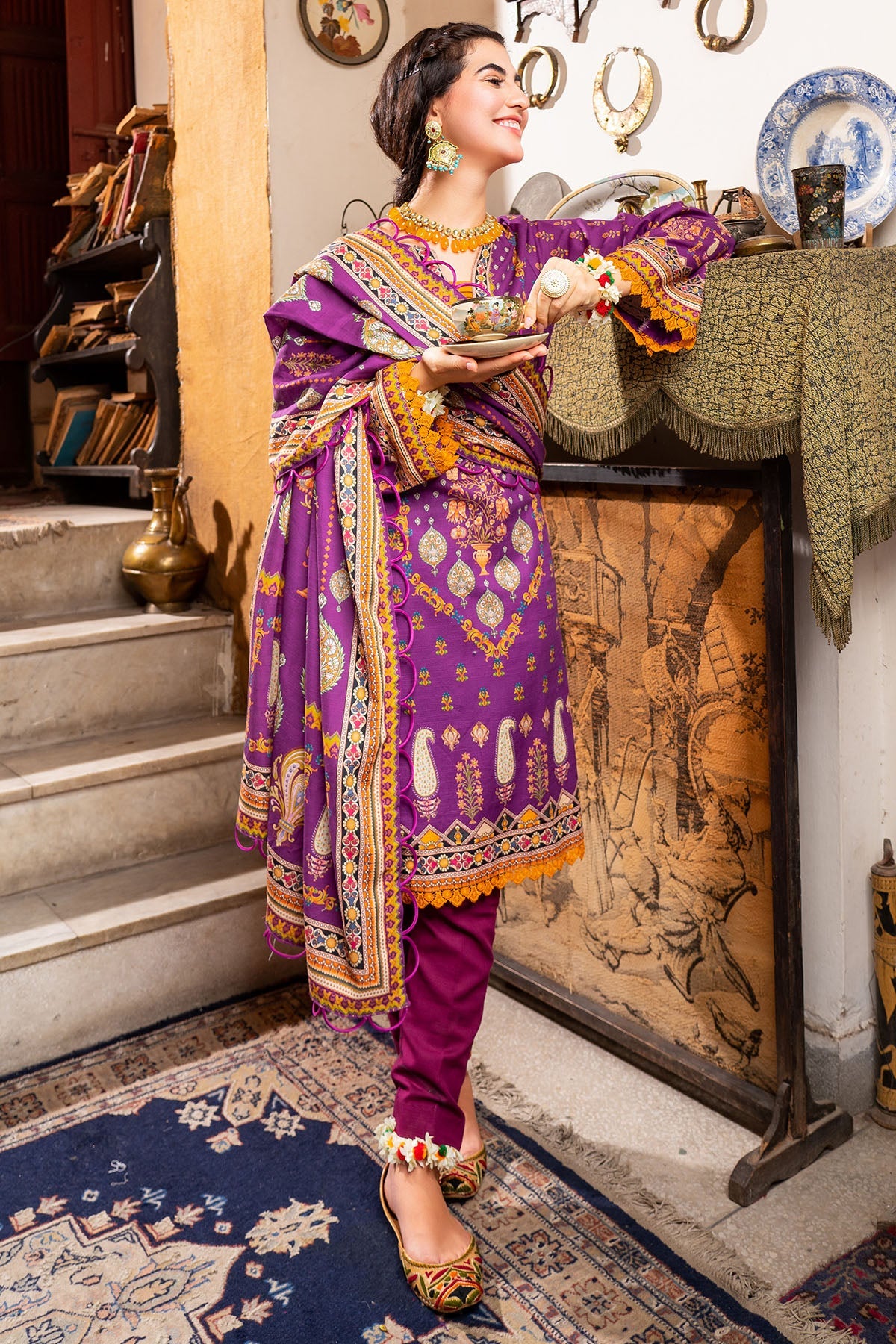 3477-PRINT-A EMBROIDERED KHADDAR UNSTITCHED