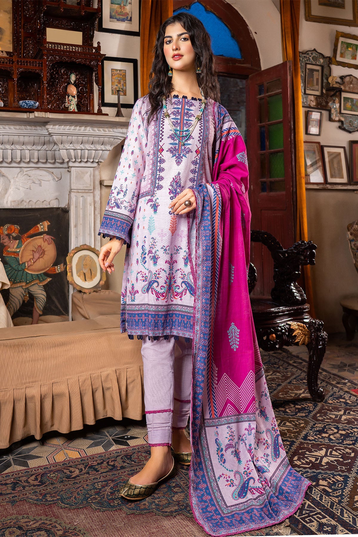3478-PRINT-A EMBROIDERED KHADDAR UNSTITCHED