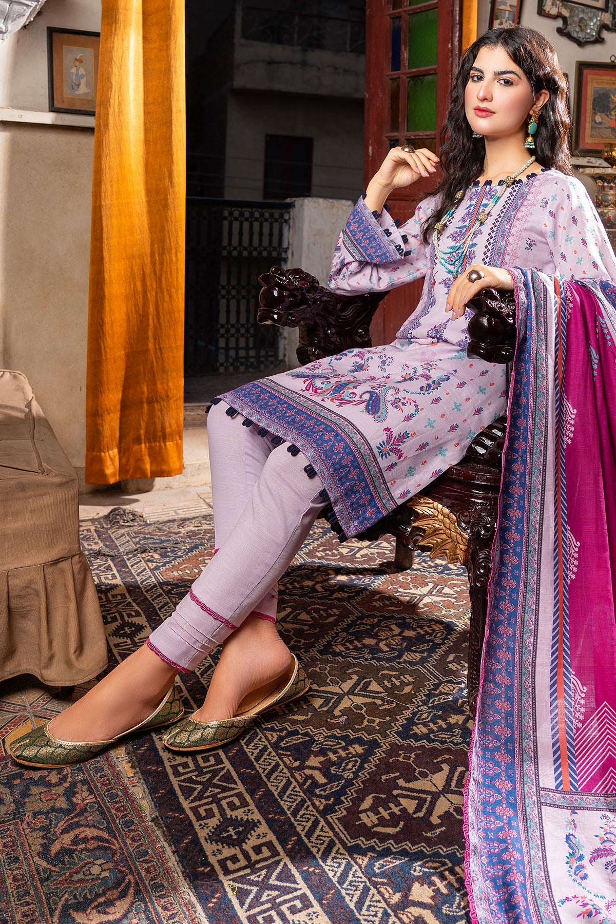 3478-PRINT-A EMBROIDERED KHADDAR UNSTITCHED