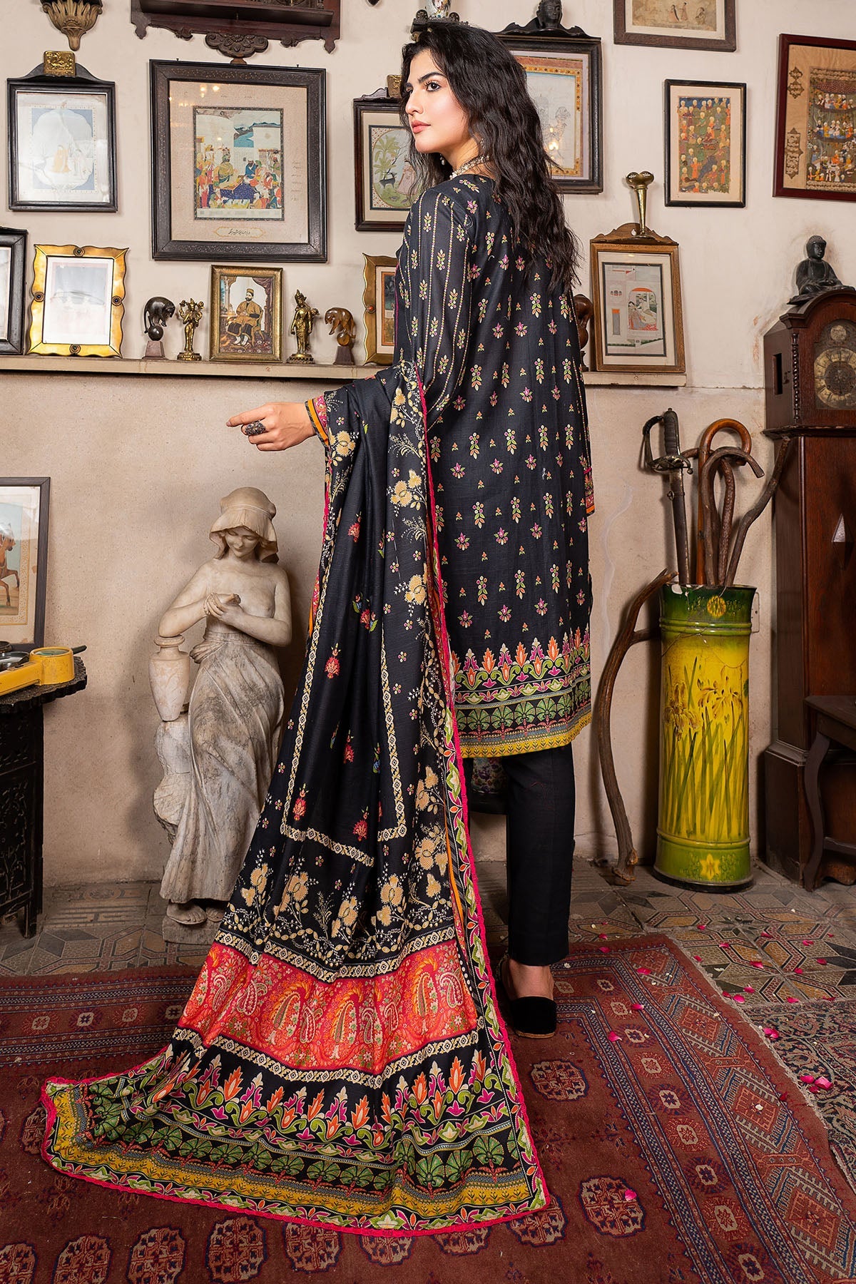 3479-PRINT-A EMBROIDERED KHADDAR UNSTITCHED