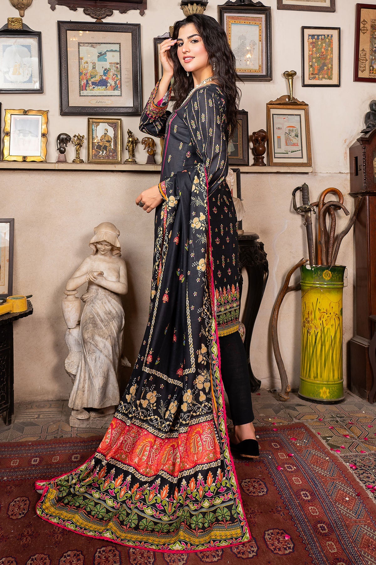 3479-PRINT-A EMBROIDERED KHADDAR UNSTITCHED