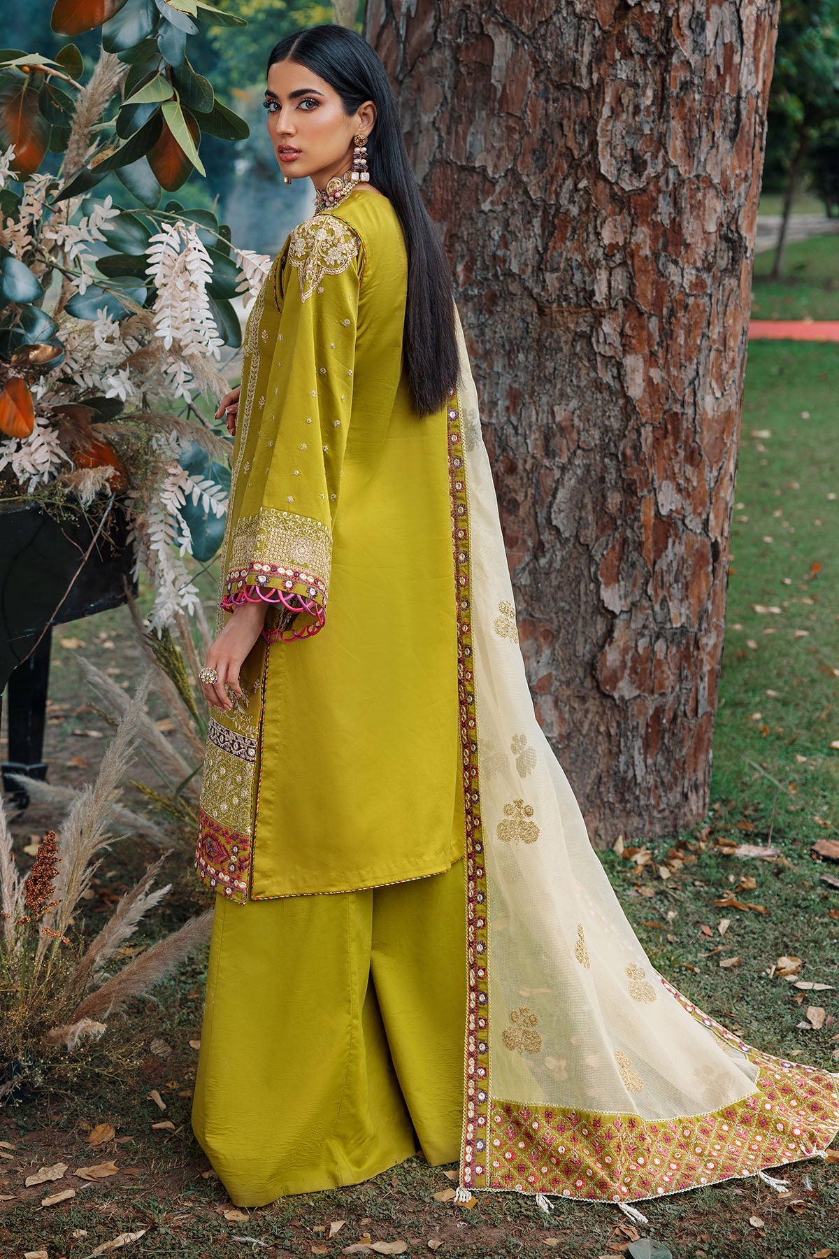 3481-HIRAYA EMBROIDERED COTTON SATIN UNSTITCHED