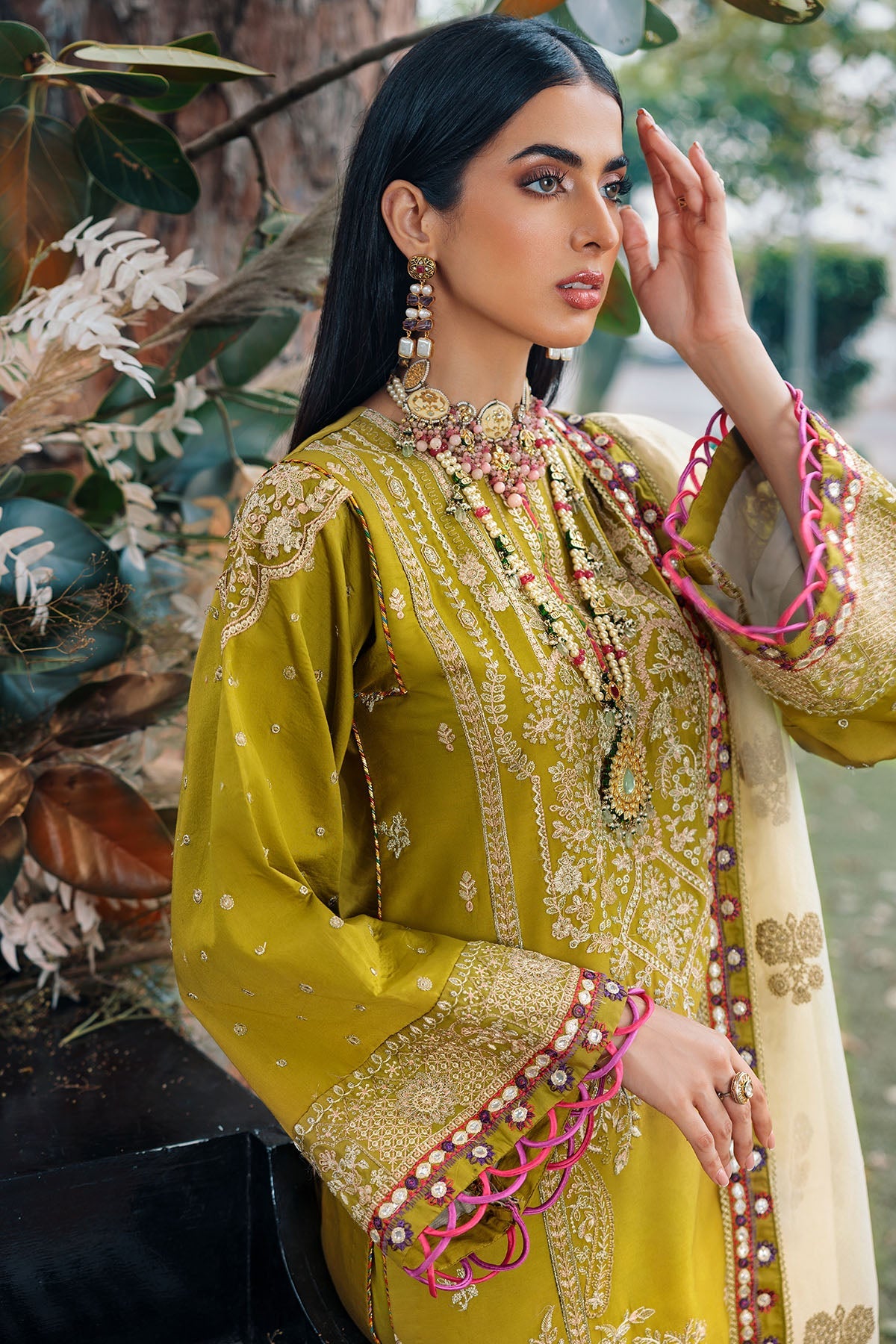 3481-HIRAYA EMBROIDERED COTTON SATIN UNSTITCHED