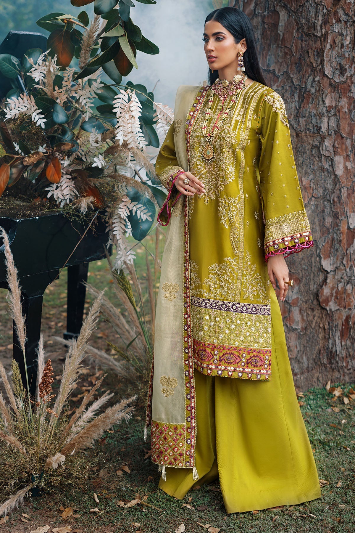 3481-HIRAYA EMBROIDERED COTTON SATIN UNSTITCHED