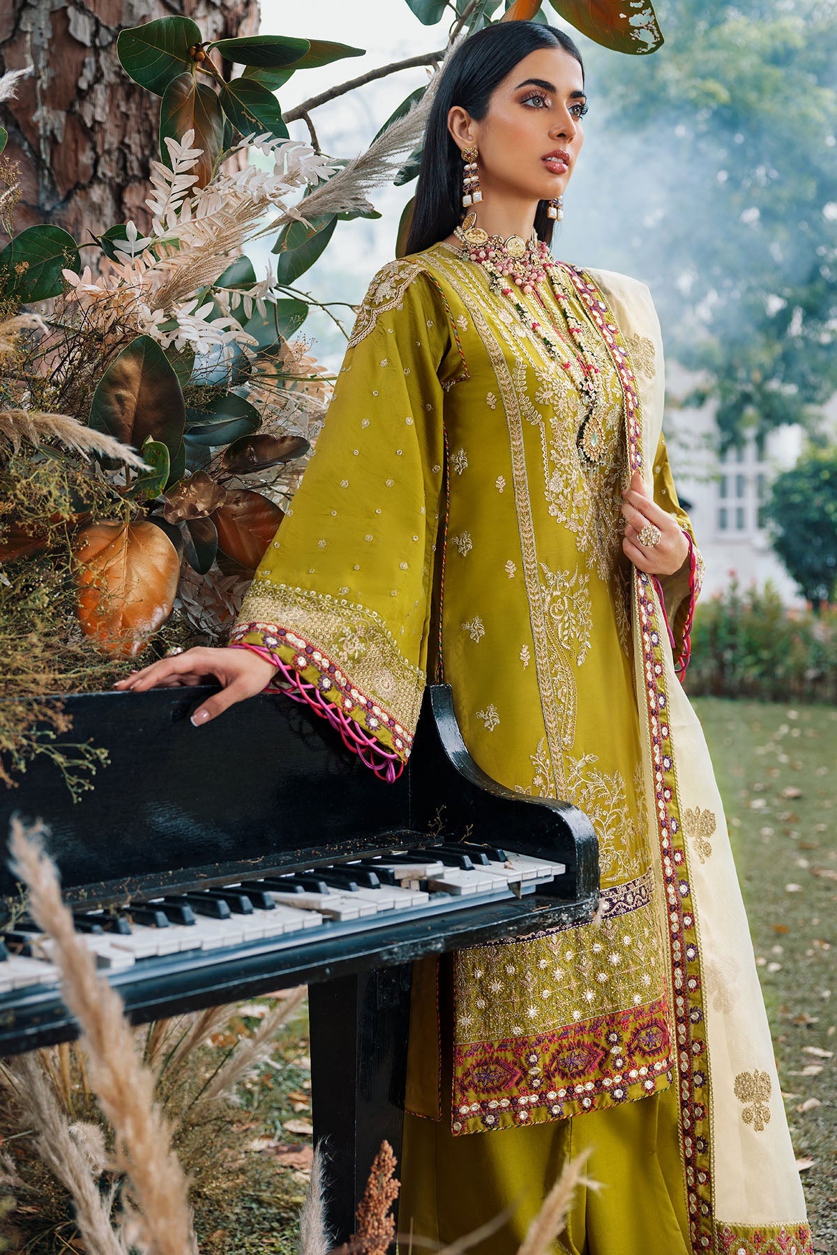 3481-HIRAYA EMBROIDERED COTTON SATIN UNSTITCHED