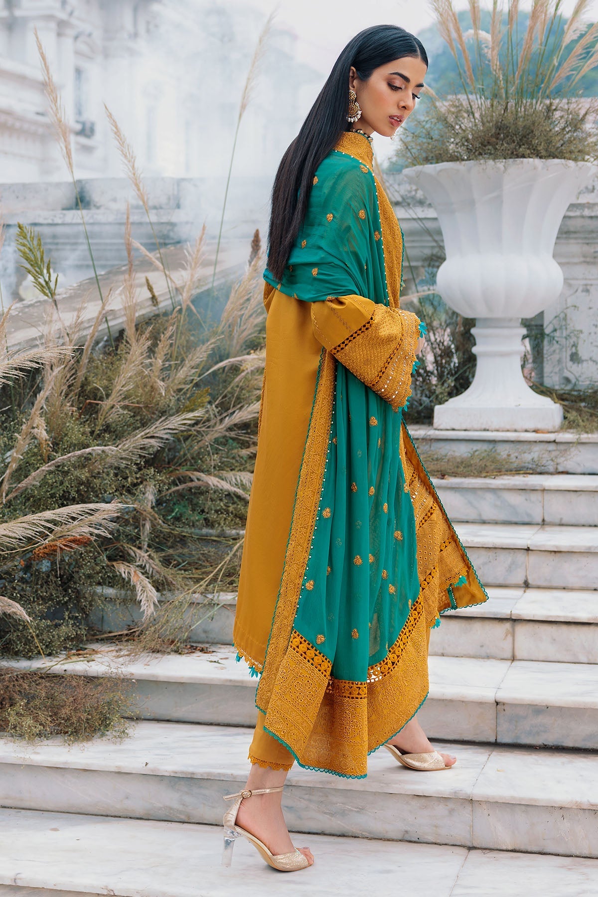 3483-DIWA EMBROIDERED COTTON SATIN UNSTITCHED