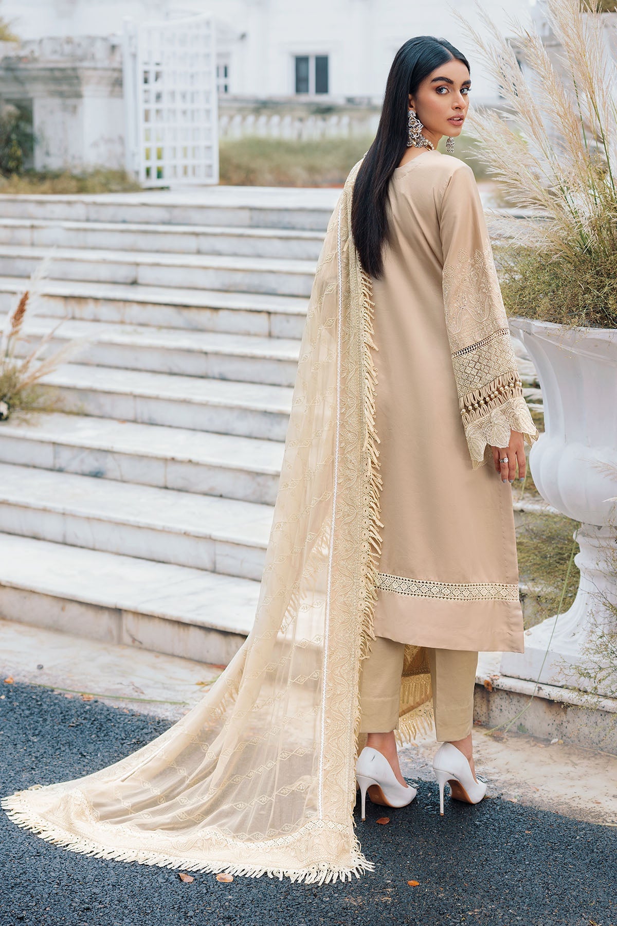 3484-LOTUS EMBROIDERED COTTON SATIN UNSTITCHED