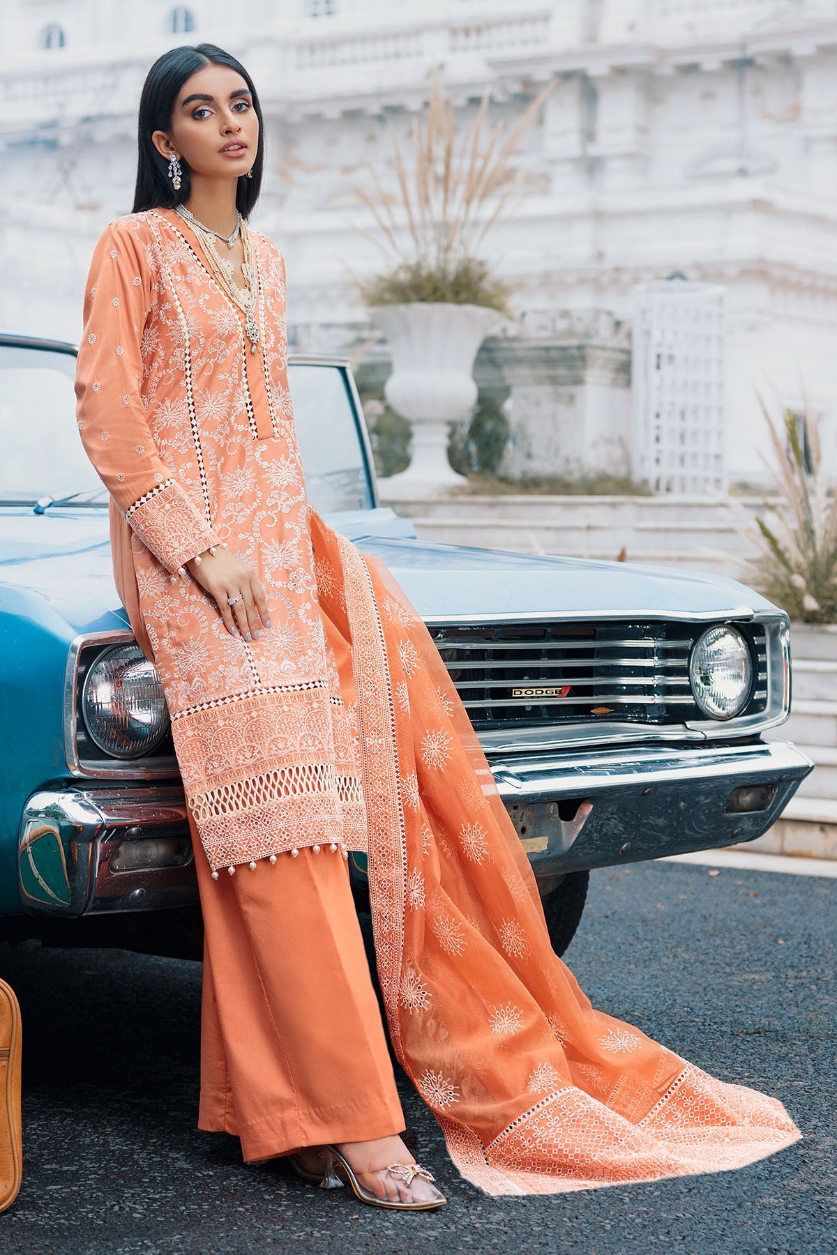 3490-SARAWAK EMBROIDERED COTTON SATIN STITCHED