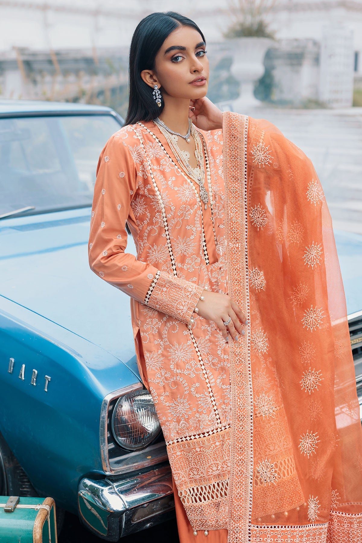 3490-SARAWAK EMBROIDERED COTTON SATIN STITCHED