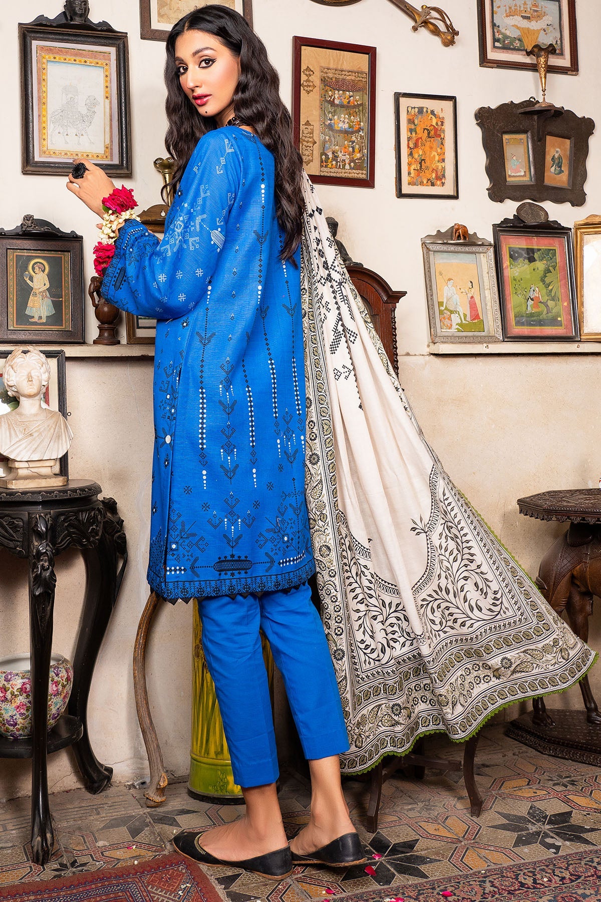 3493-PRINT-A EMBROIDERED KHADDAR UNSTITCHED