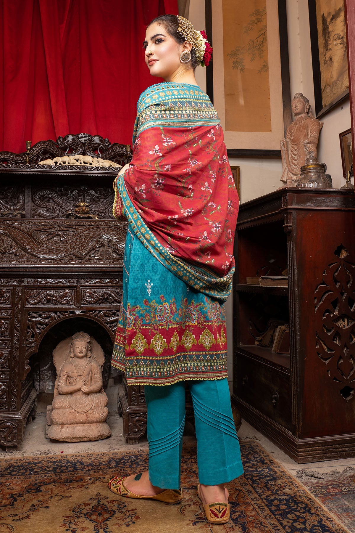 3494-PRINT-A EMBROIDERED KHADDAR UNSTITCHED