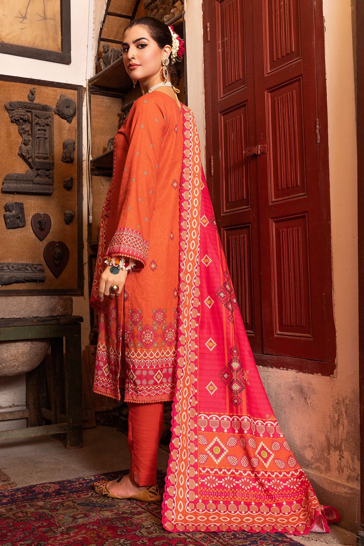 3495-PRINT-A EMBROIDERED KHADDAR UNSTITCHED