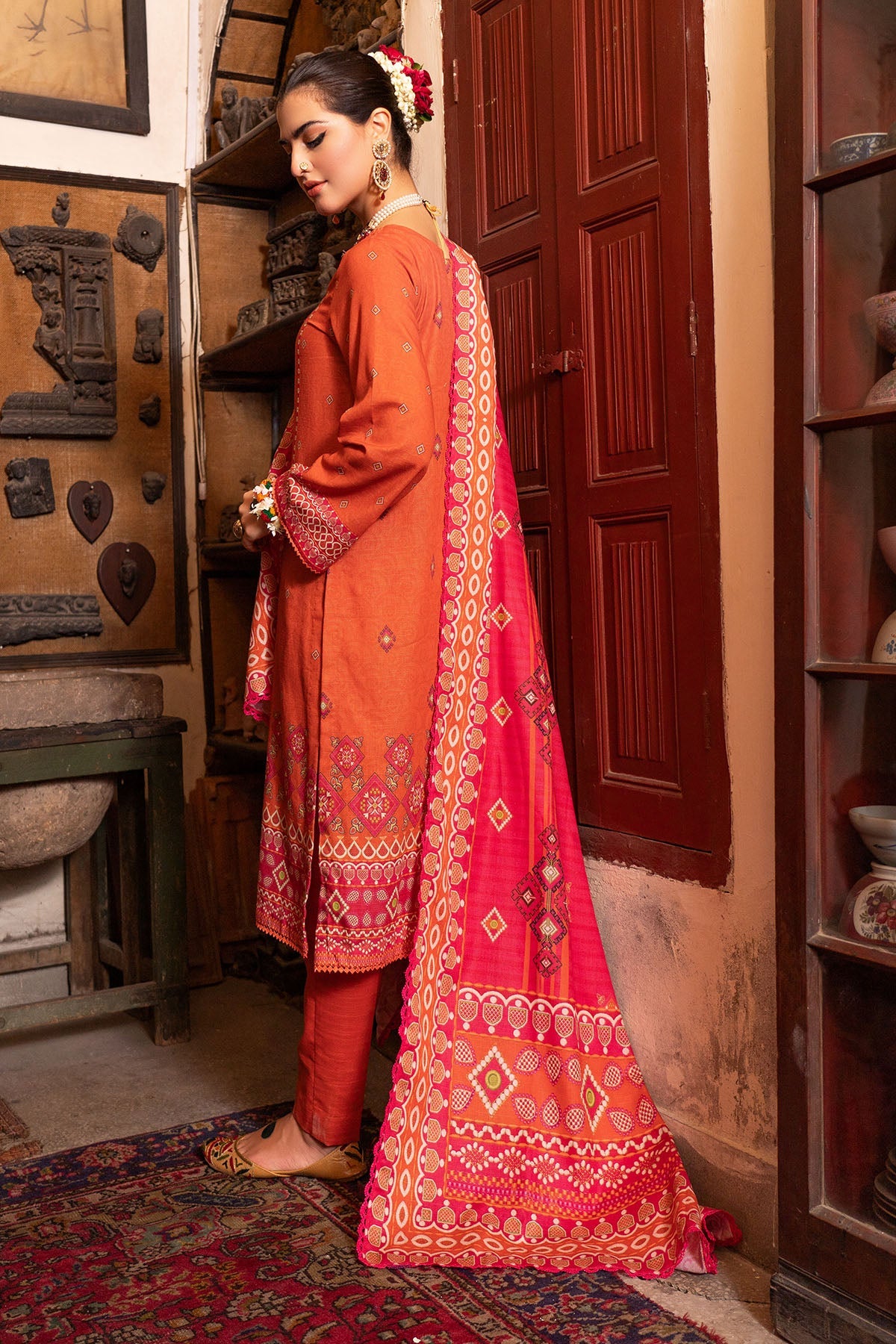 3495-PRINT-A EMBROIDERED KHADDAR UNSTITCHED