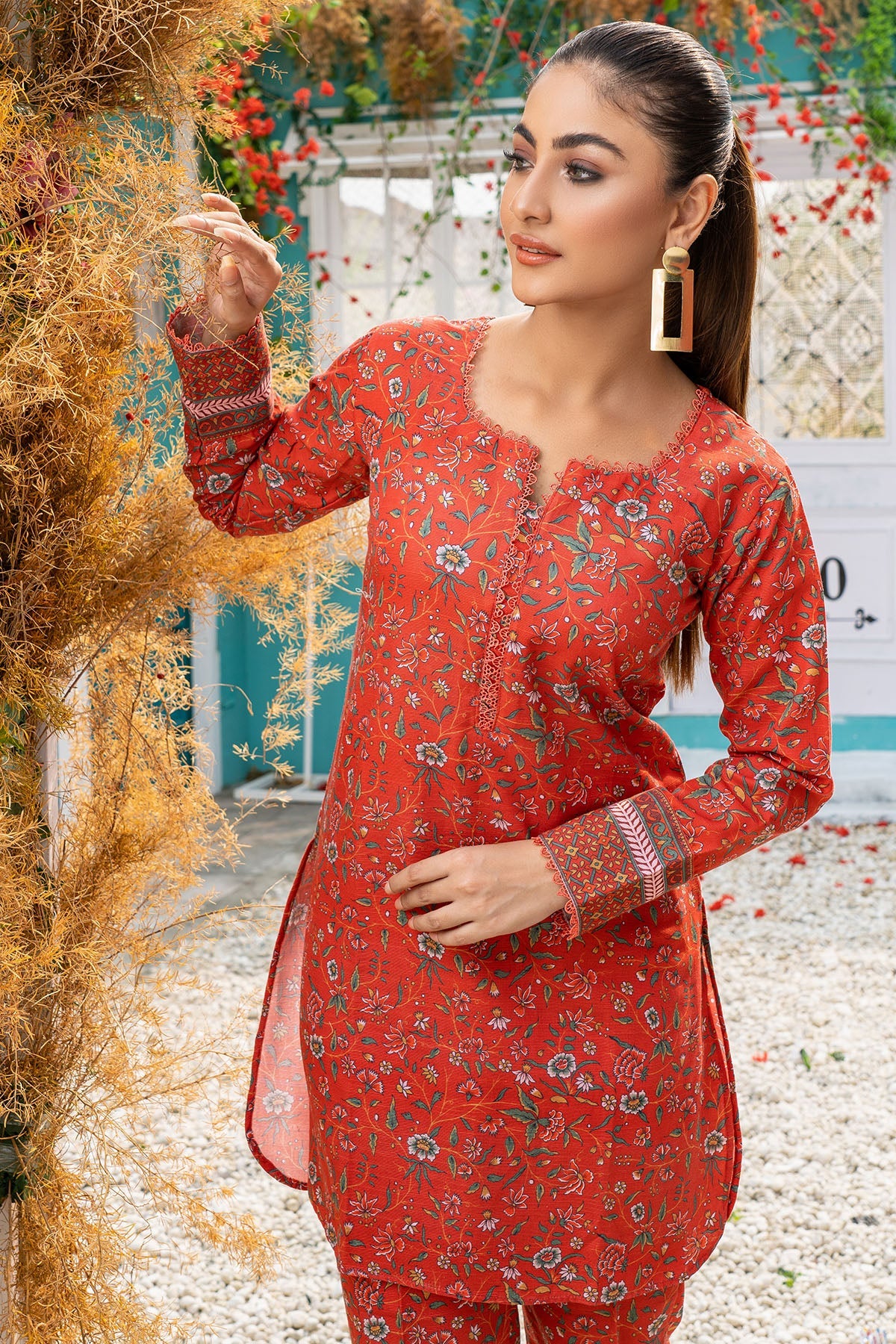 3588-OAK DIGITAL PRINTED KHADDAR STITCHED