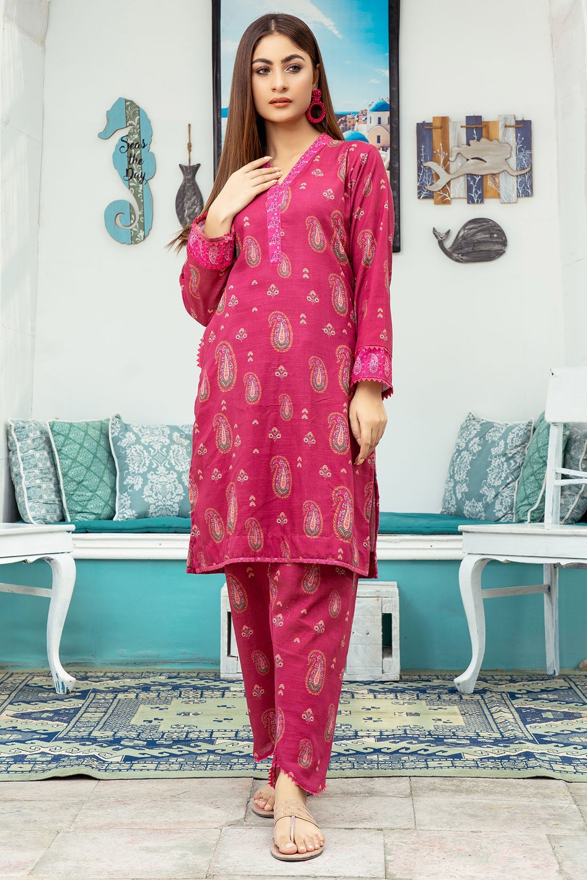 3596-TEAK DIGITAL PRINTED KHADDAR STITCHED