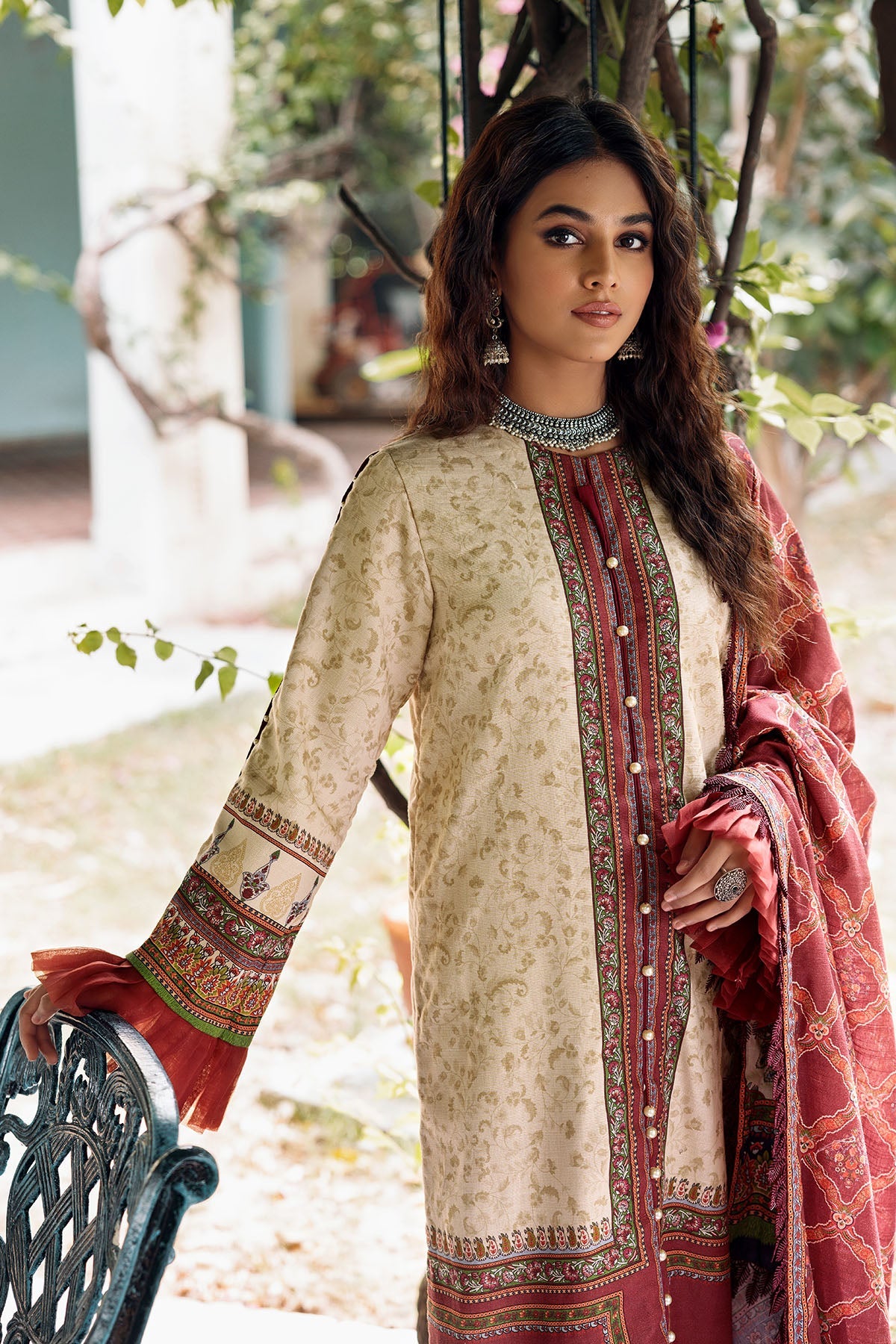 3660-COBALT DIGITAL PRINTED EMBROIDERED KHADDAR UNSTITCHED