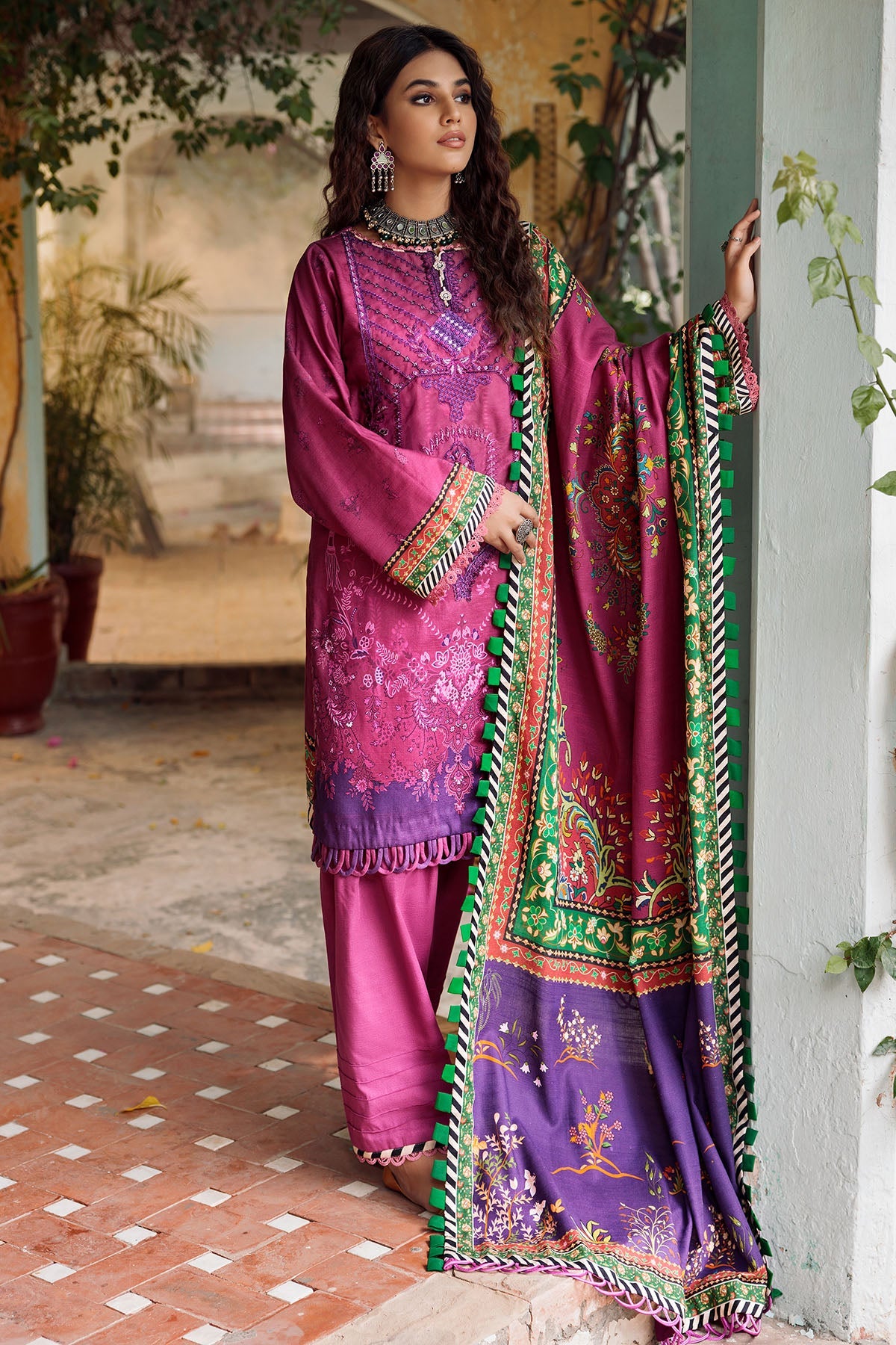 3662-FERREIRA DIGITAL PRINTED EMBROIDERED KHADDAR UNSTITCHED