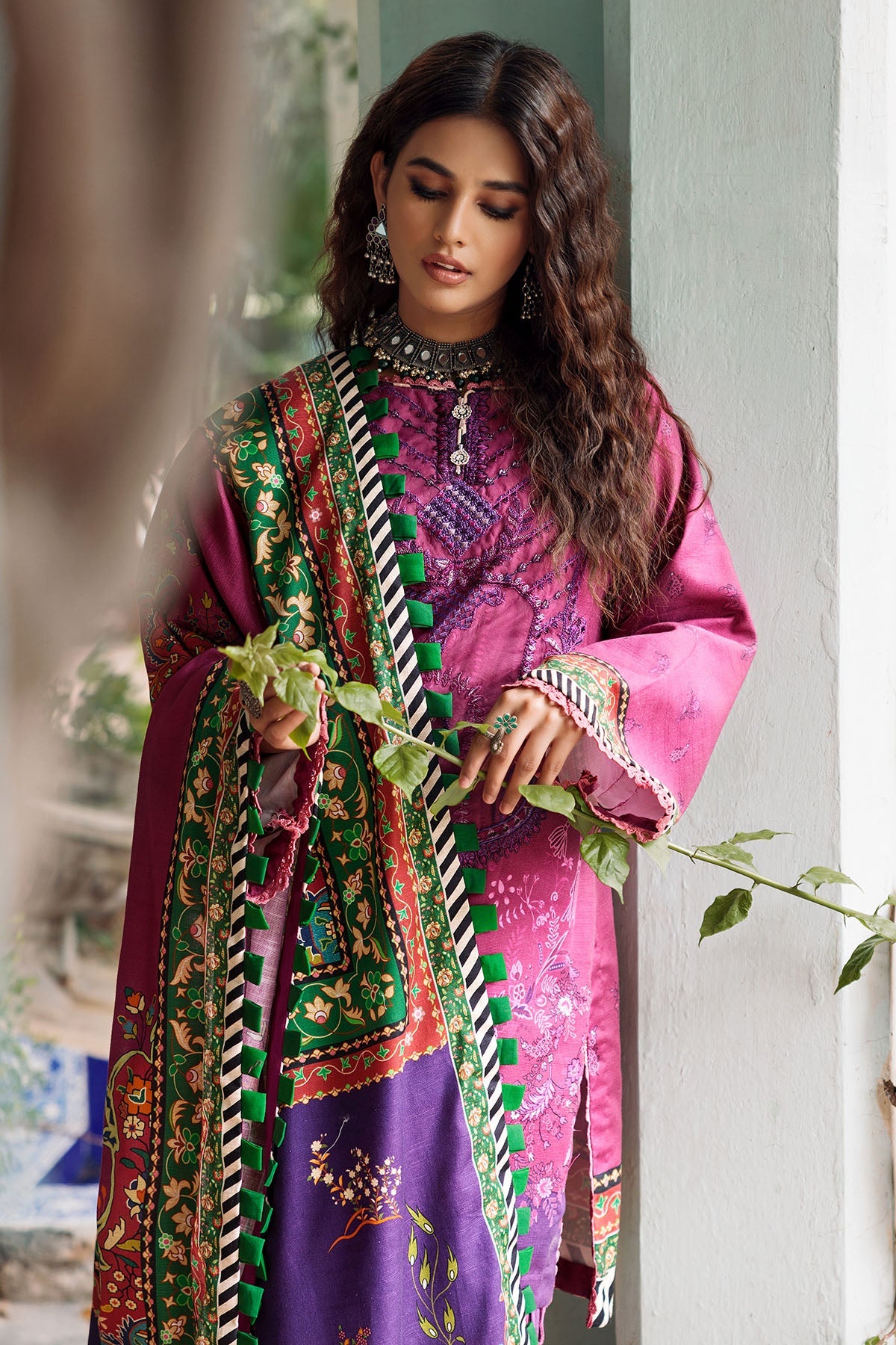 3662-FERREIRA DIGITAL PRINTED EMBROIDERED KHADDAR UNSTITCHED