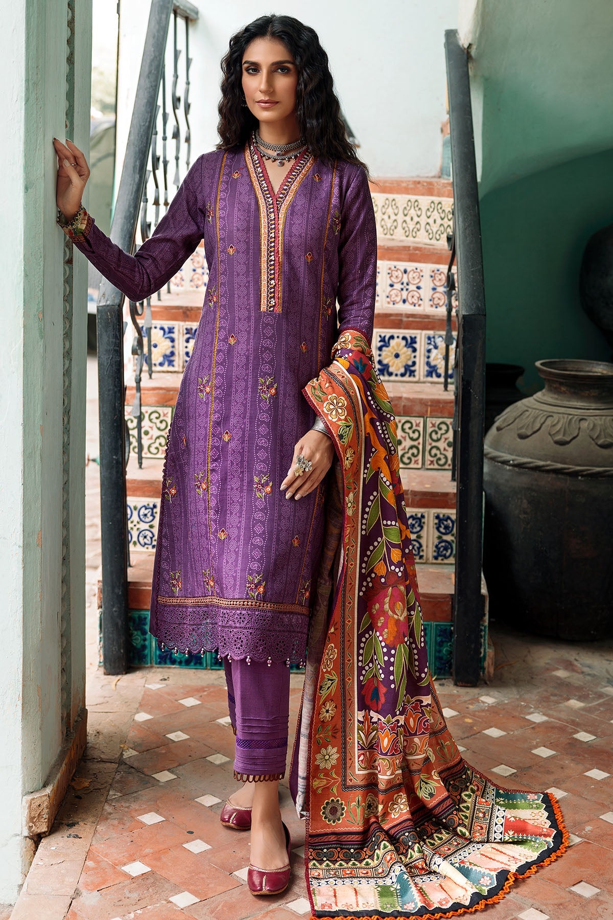 3664-ACEH DIGITAL PRINTED EMBROIDERED KHADDAR UNSTITCHED