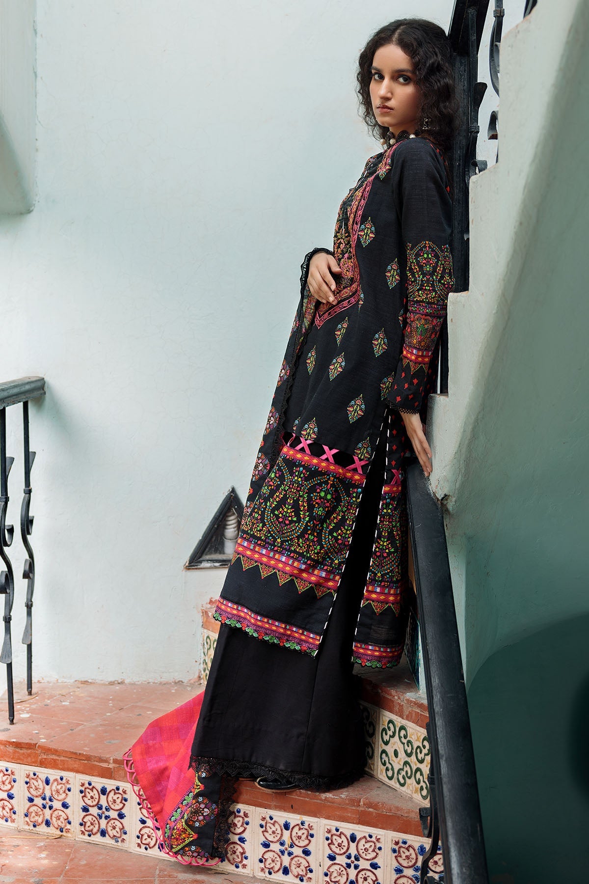 3666-MARI-GOLD DIGITAL PRINTED EMBROIDERED KHADDAR UNSTITCHED
