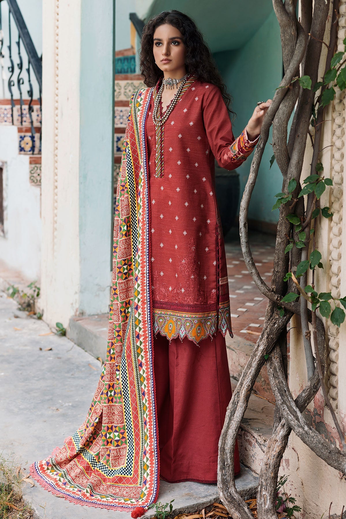 3667-BACOPA DIGITAL PRINTED EMBROIDERED KHADDAR UNSTITCHED