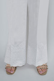 3679-WHITE EMBROIDERED TROUSER STITCHED