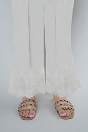 3680-WHITE EMBROIDERED TROUSER STITCHED