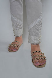 3691-WHITE DYED COTTON TROUSER STITCHED