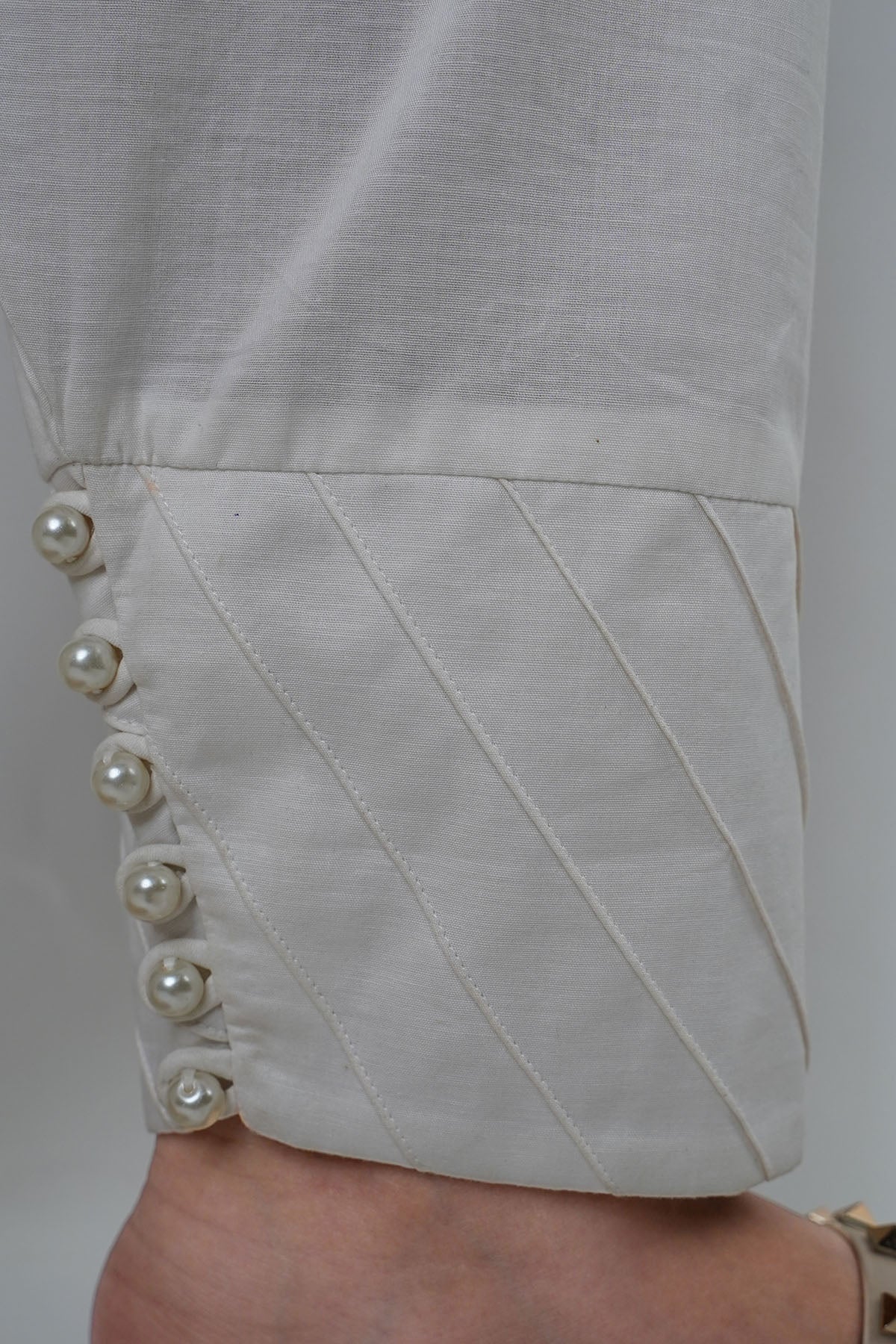 3692-WHITE DYED COTTON TROUSER STITCHED