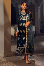 3782-SALMON EMBROIDERED VELVET UNSTITCHED
