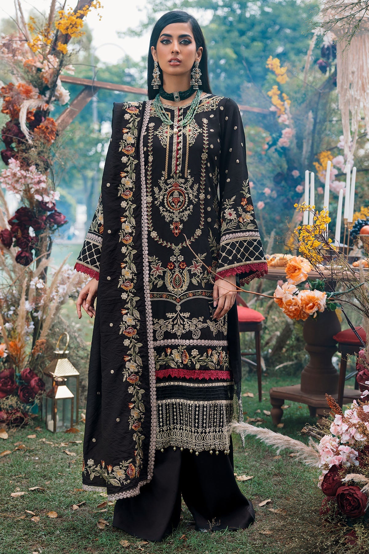 3785-BAILAN EMBROIDERED LINEN UNSTITCHED
