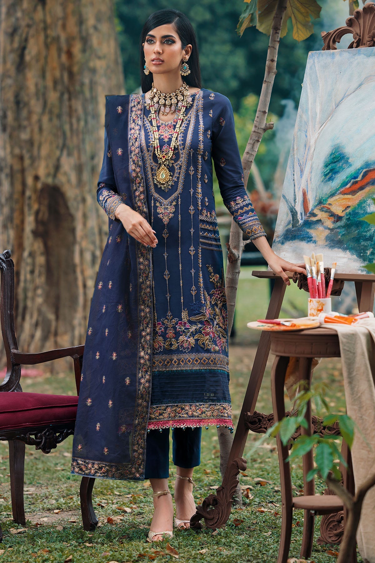 3786-HAMI EMBROIDERED LINEN UNSTITCHED