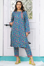 3798-PEONY DIGITAL PRINTED STAPLE SLUB FABRIC