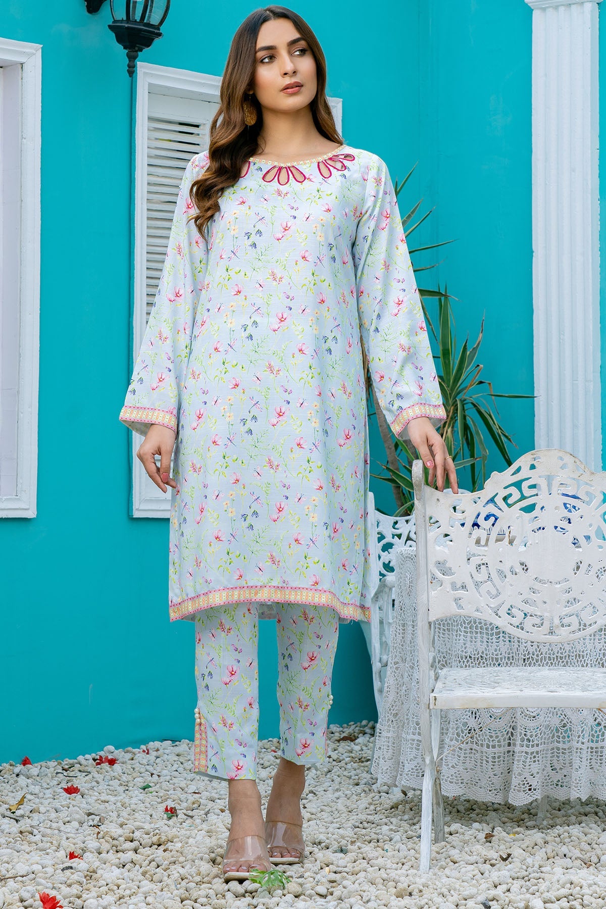 3801-CALENDNLA DIGITAL PRINTED STAPLE SLUB FABRIC
