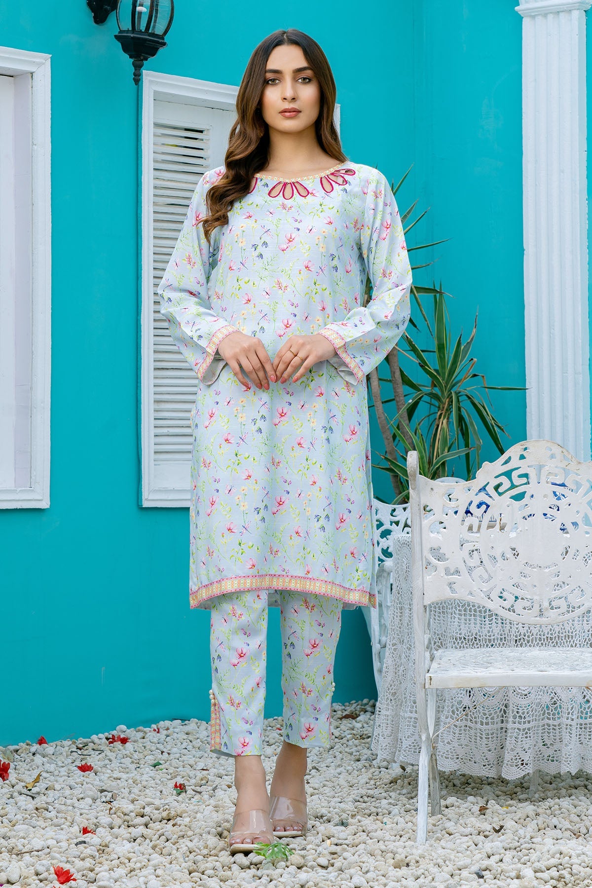 3801-CALENDNLA DIGITAL PRINTED STAPLE SLUB FABRIC