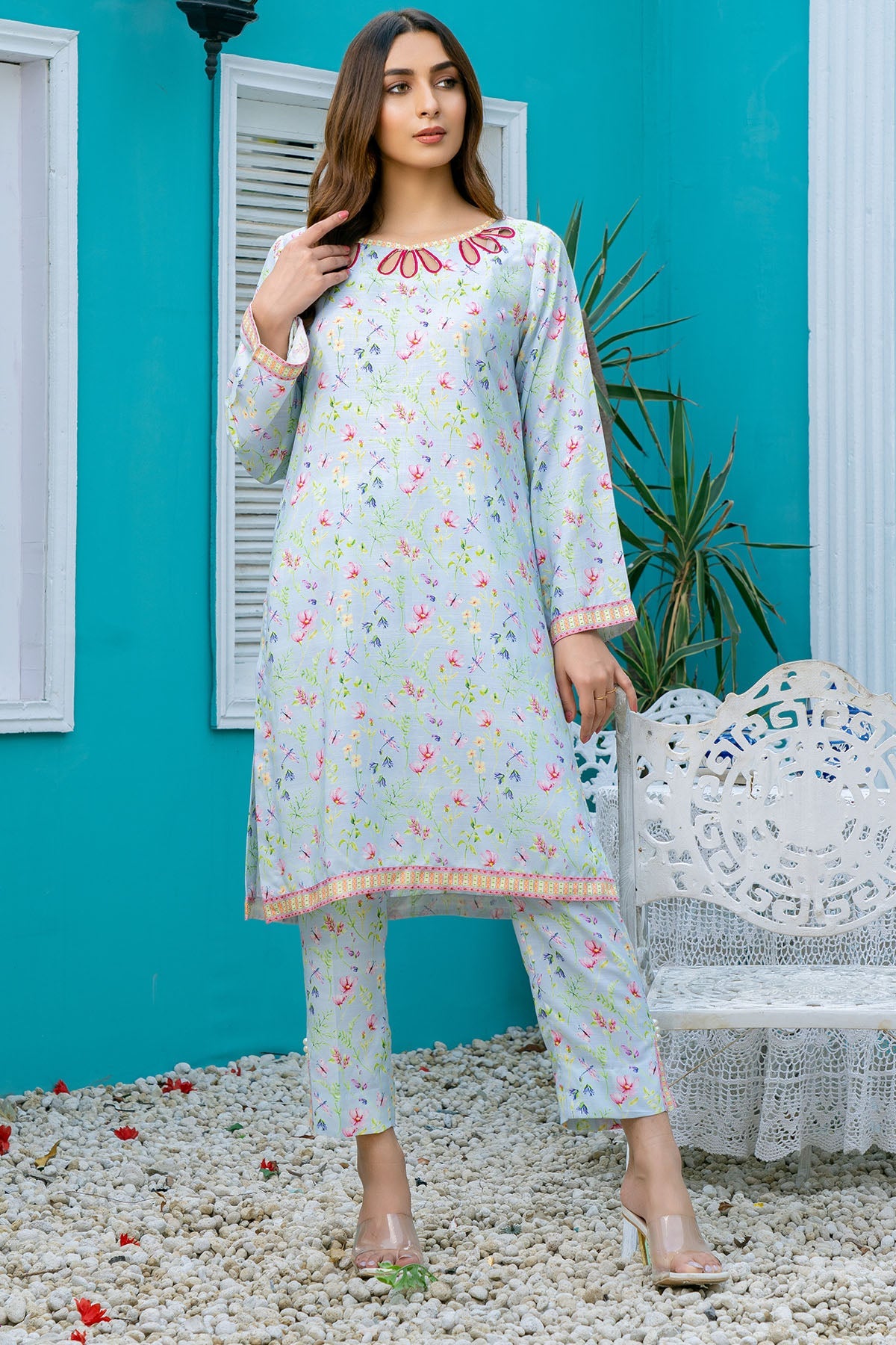 3801-CALENDNLA DIGITAL PRINTED STAPLE SLUB FABRIC