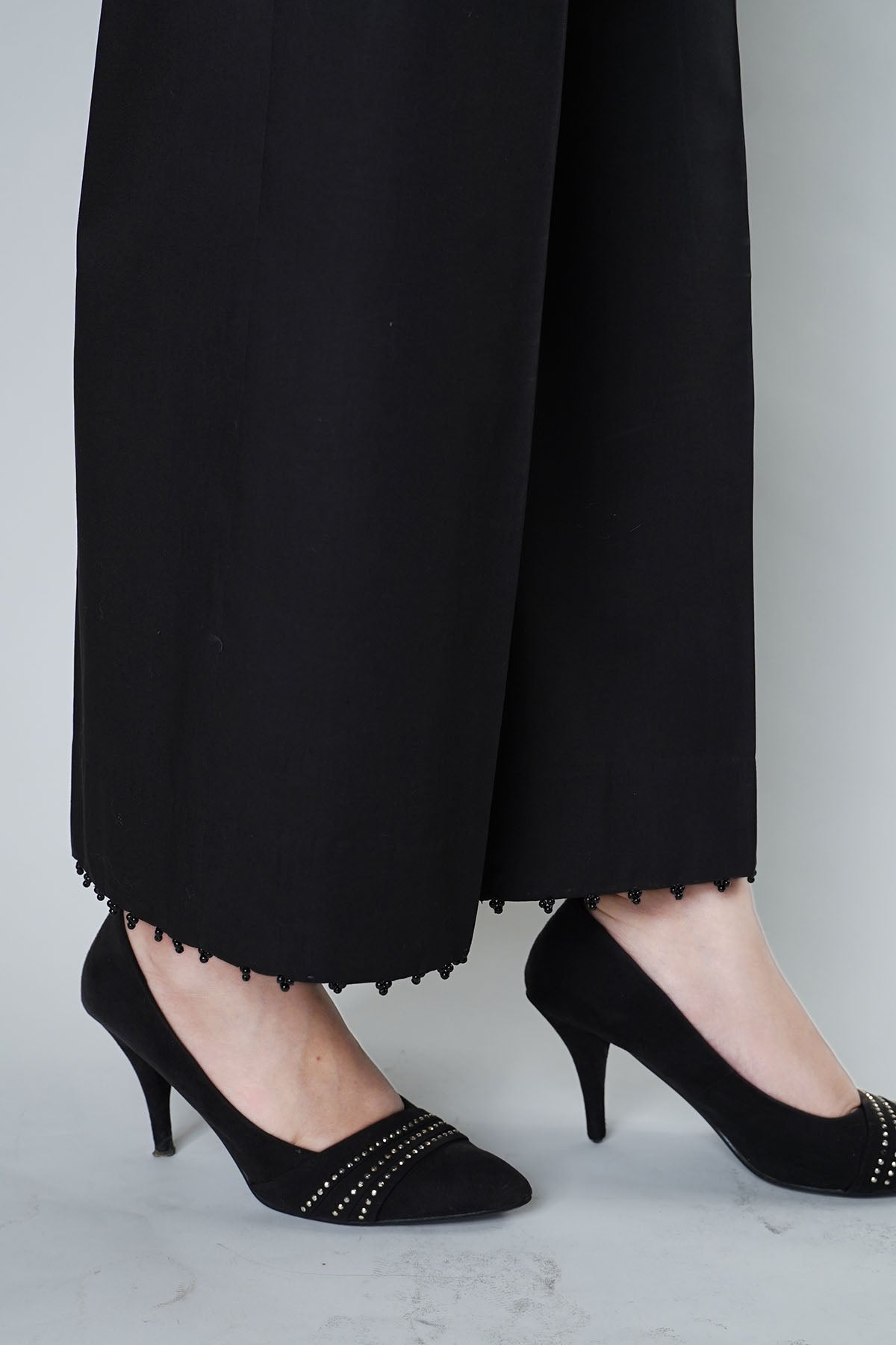 3849-BLACK EMBROIDERED TROUSER STITCHED