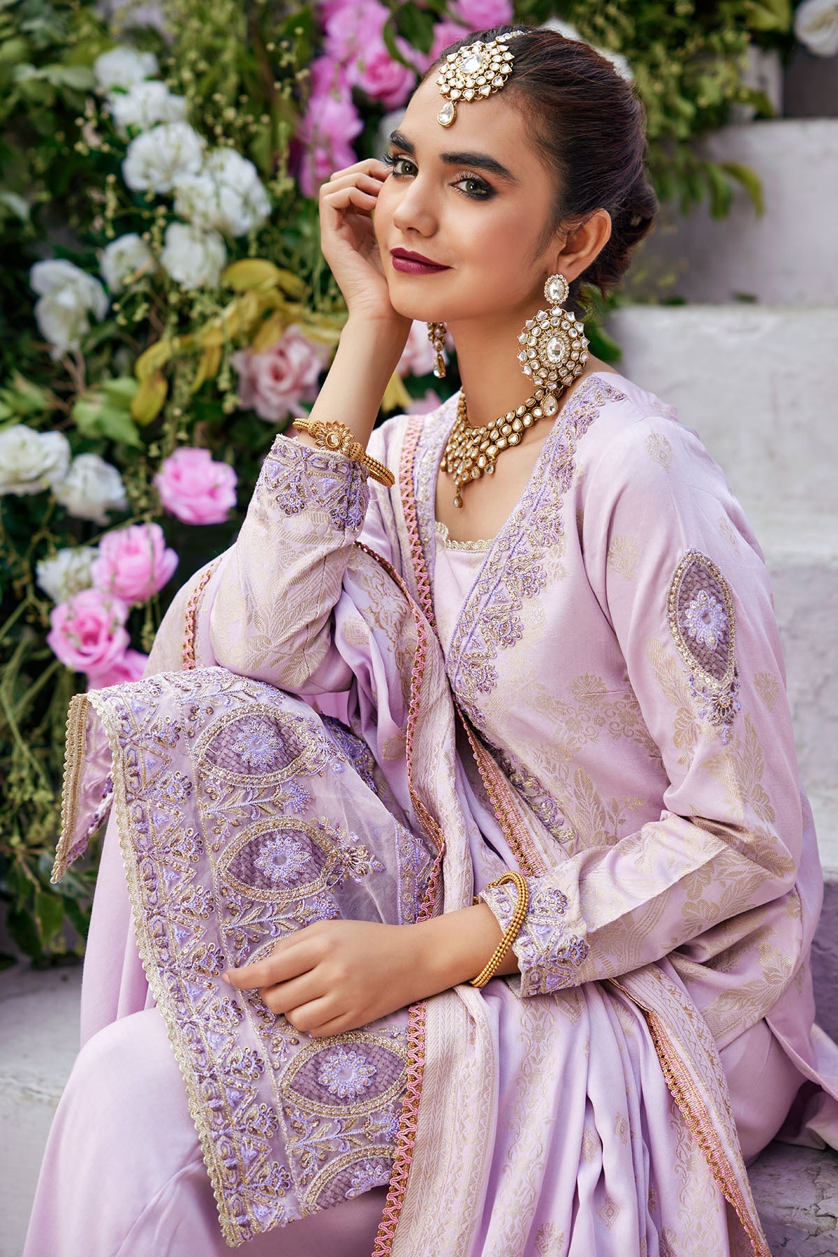 3851-MEHRNAZ EMBROIDERED JACQUARD STITCHED