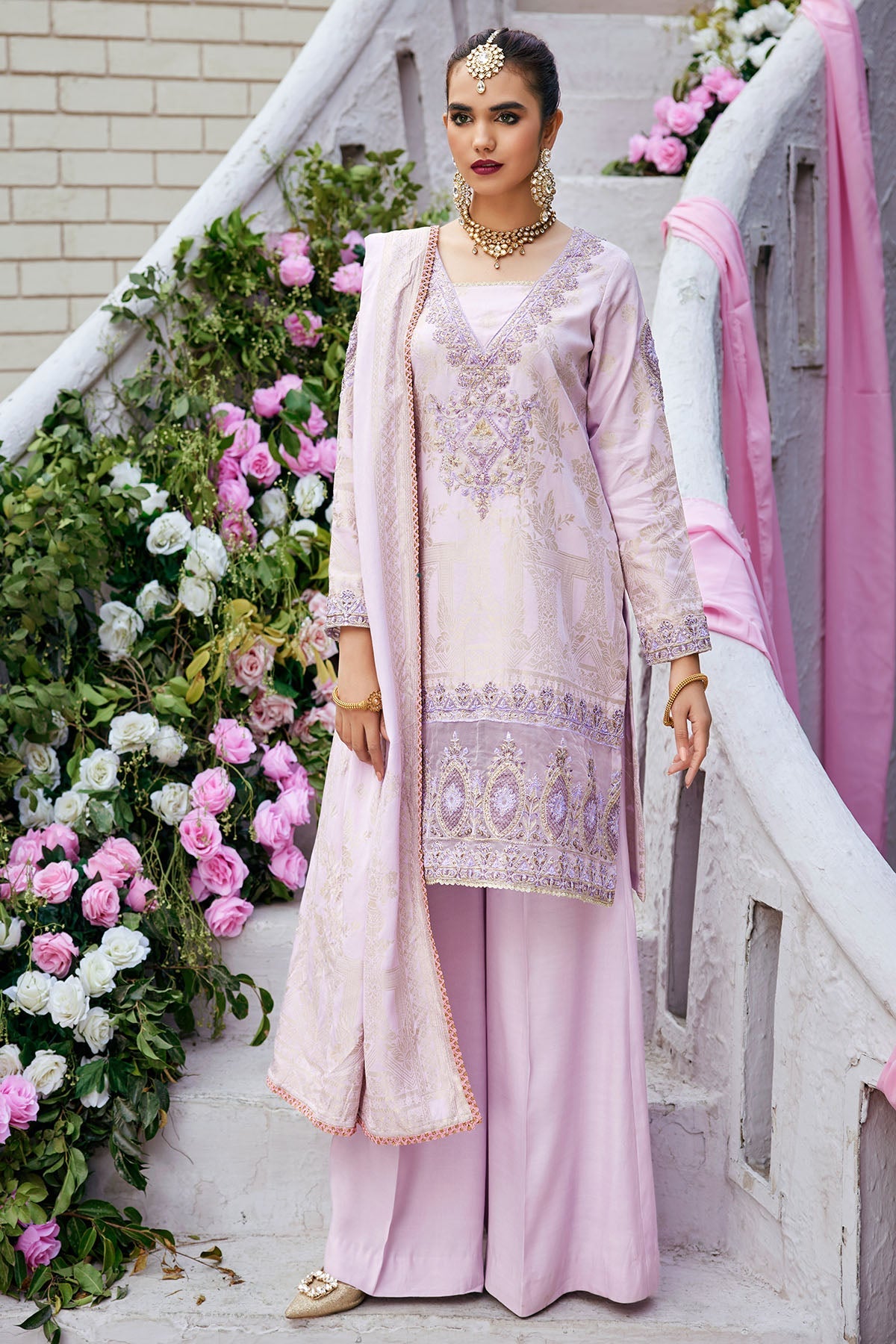 3851-MEHRNAZ EMBROIDERED JACQUARD STITCHED
